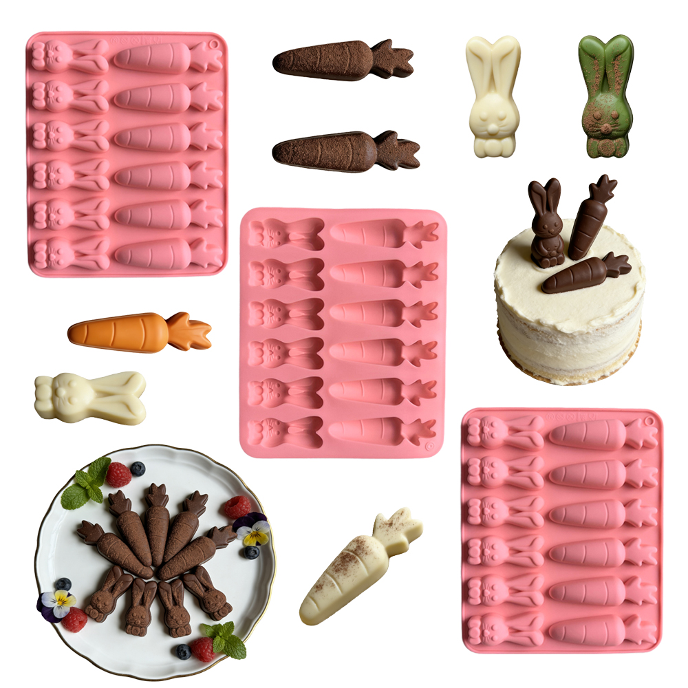 Silicone Cake Mold - 3pcs 12 cavity carrot rabbit shaped