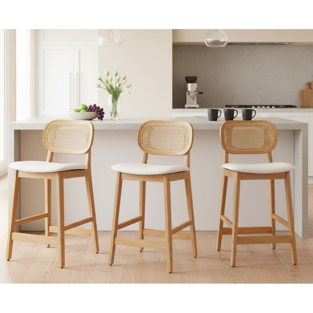 Kitchen Queen - Rattan Bar Stools Set of 3