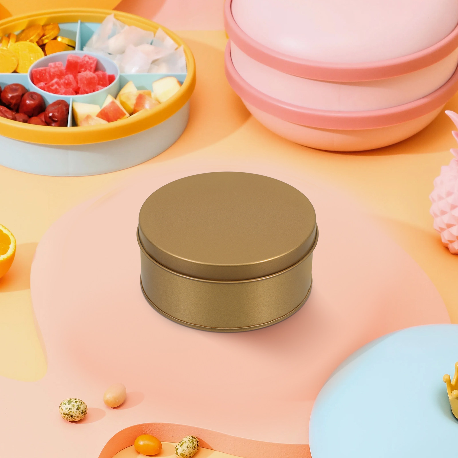 Kitchen Baking Pantry - 4Pcs Stylish Round Metal Storage Tin