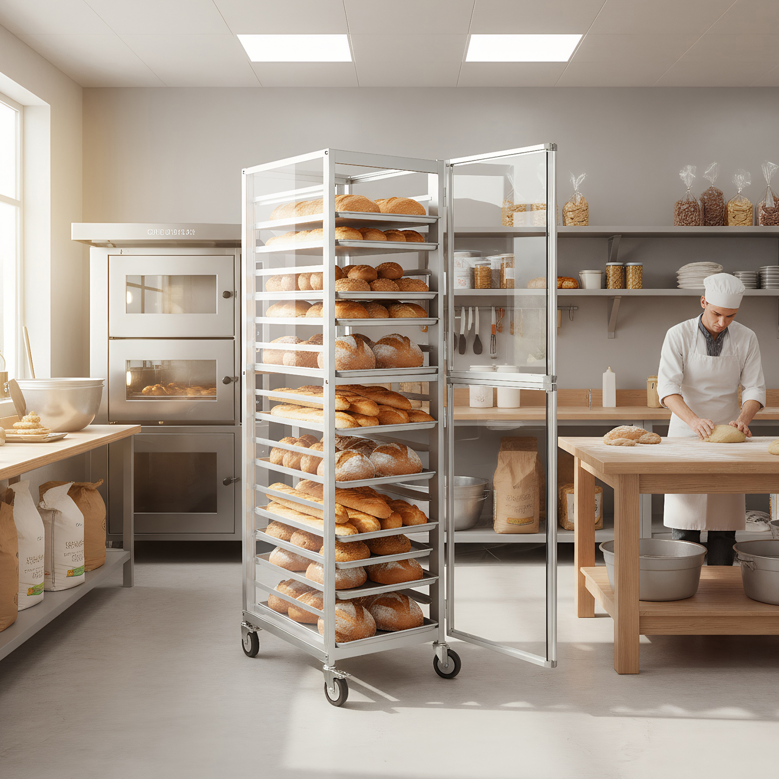 Kitchen Baking Cart - 18 Tiers Bun Rack with Wheels