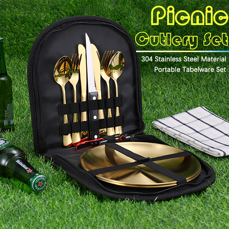 Kitchen Baking Utensil Set - 10Pcs Camping Tableware Set 304 Stainless