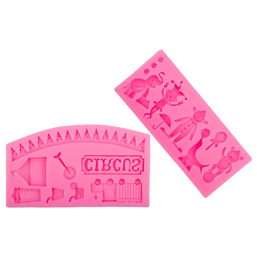 Silicone Cake Mold - 2Pcs Silicone Circus Fondant Mold Cartoon