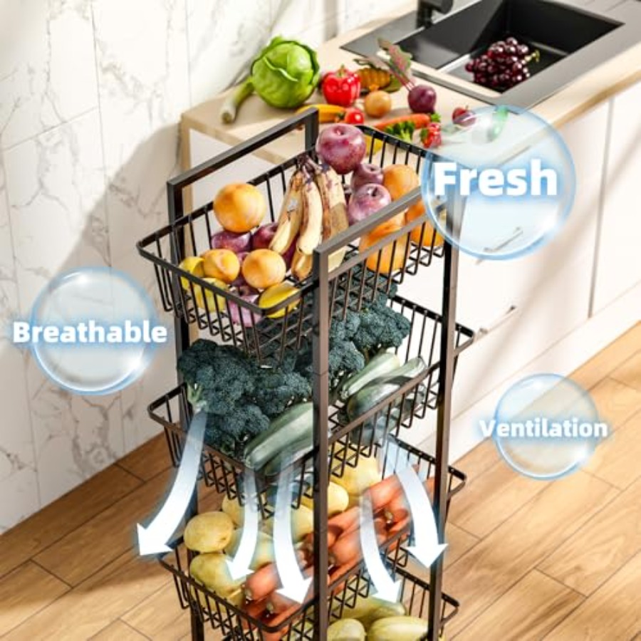 Rolling Fruit Vegetable Basket - Kitchen Baking Cart recensie en prijs
