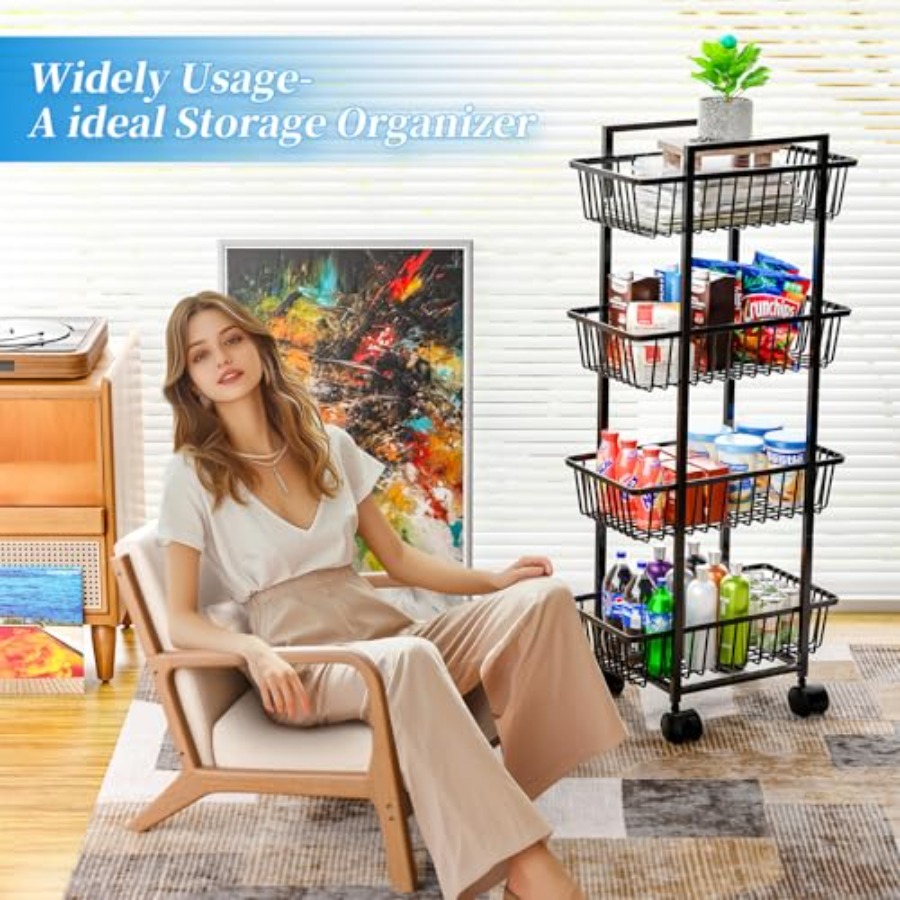 Rolling Fruit Vegetable Basket - Kitchen Baking Cart recensie en prijs