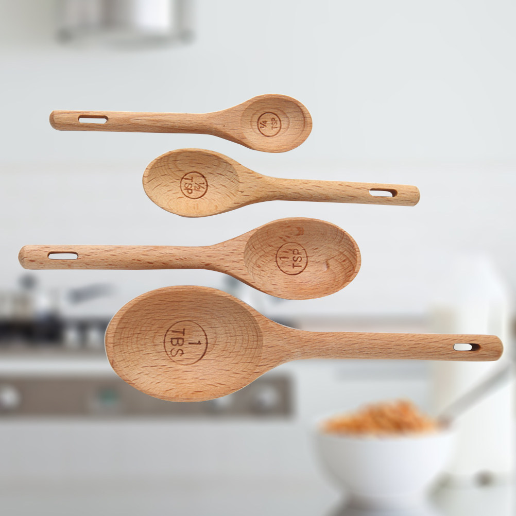 4Pcs Wooden Measuring Spoons S - Baking (Kitchen Ingredient) recensie en prijs