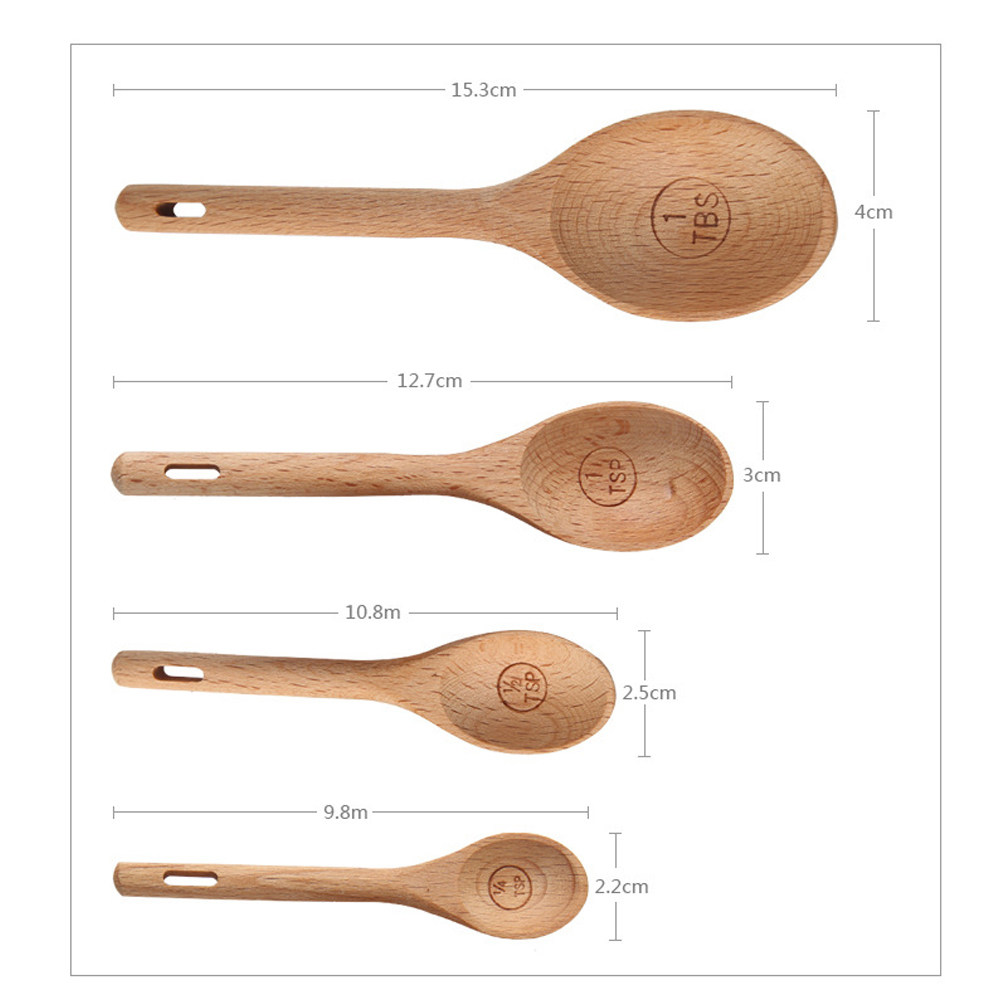 4Pcs Wooden Measuring Spoons S - Baking (Kitchen Ingredient) recensie en prijs