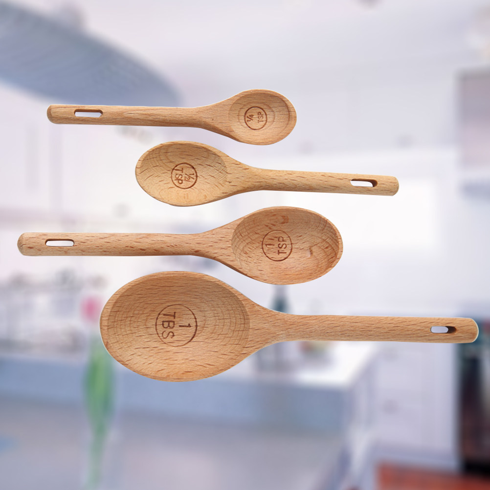 4Pcs Wooden Measuring Spoons S - Baking (Kitchen Ingredient) recensie en prijs