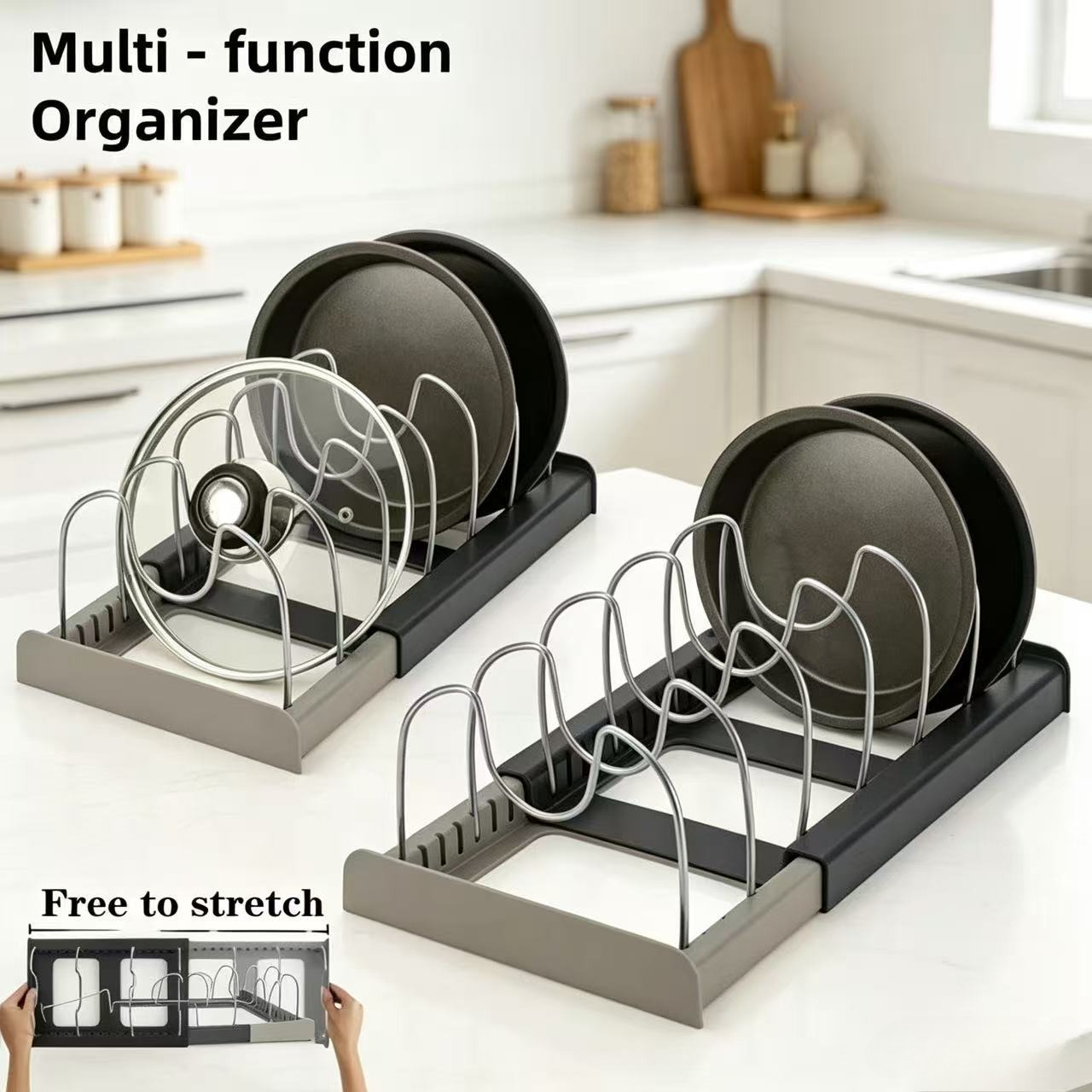 7-grid Telescopic Pot Rack,Pan - Kitchen Baking Pan Organizer recensie en prijs
