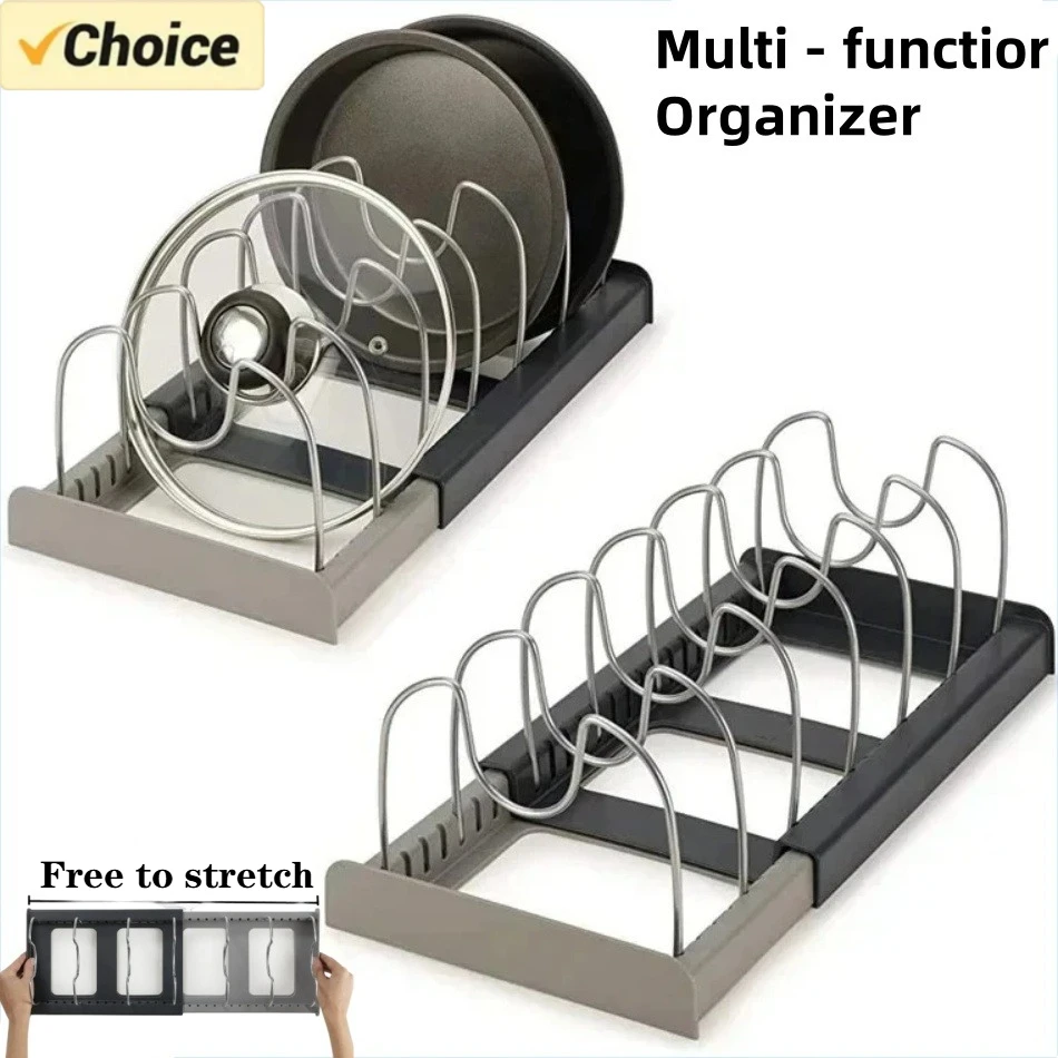 1Pc 7-grid Telescopic Pot Rack - Kitchen Baking Pan Organizer recensie en prijs