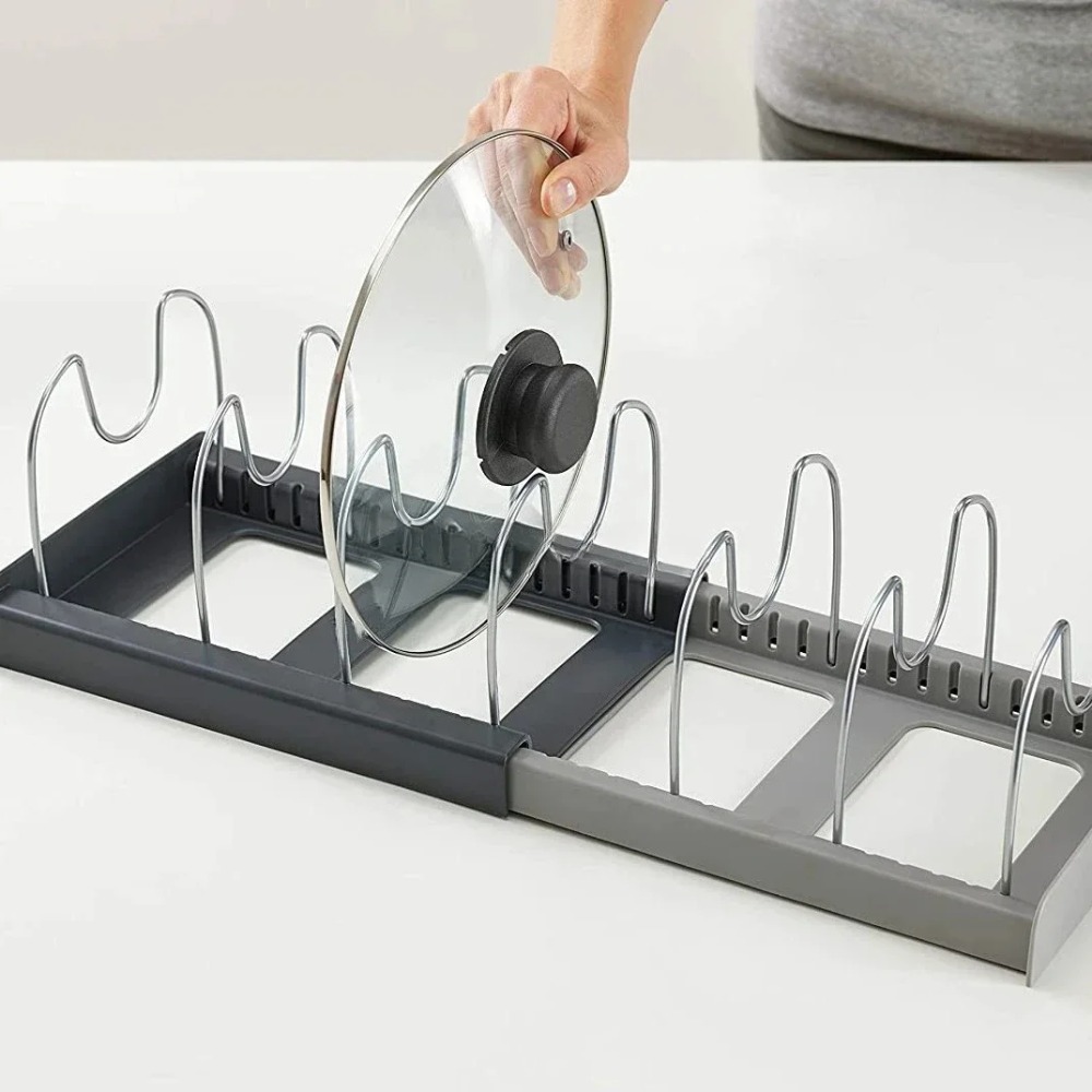 1Pc 7-grid Telescopic Pot Rack - Kitchen Baking Pan Organizer recensie en prijs