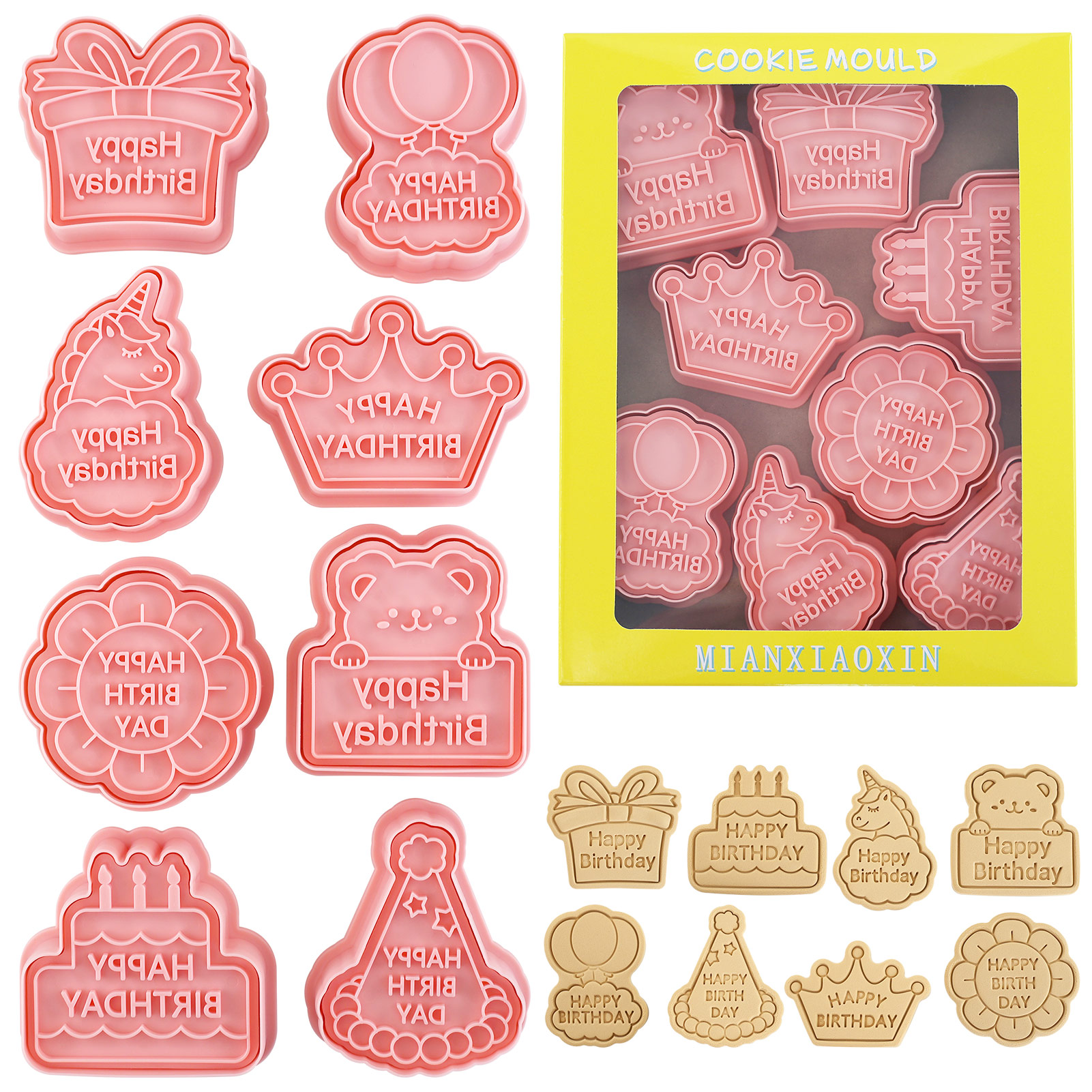 8pcs Happy Birthday Cookie Cut - Kitchen Baking Cookies recensie en prijs