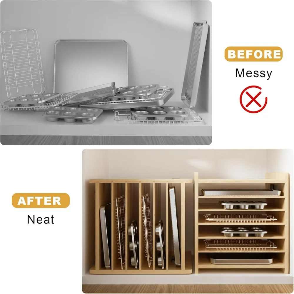 Wooden 7-Tier Cabinet Dividers - Kitchen Baking Pan Storage recensie en prijs