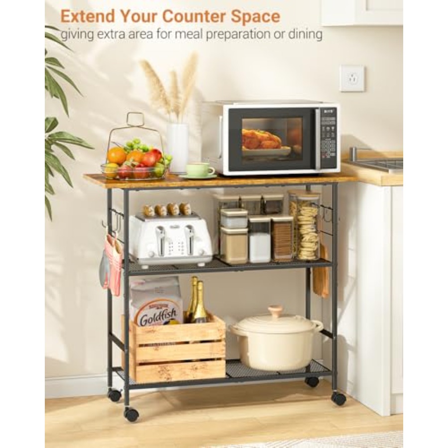 Kitchen Island with 3 Shelves, - Kitchen Baking Island recensie en prijs
