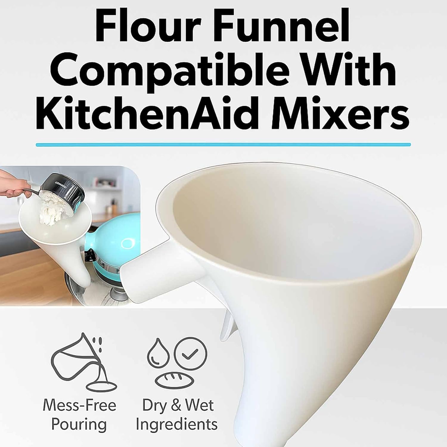 Flour Funnel for Kitchen Aid M - Kitchen Baking Mess recensie en prijs