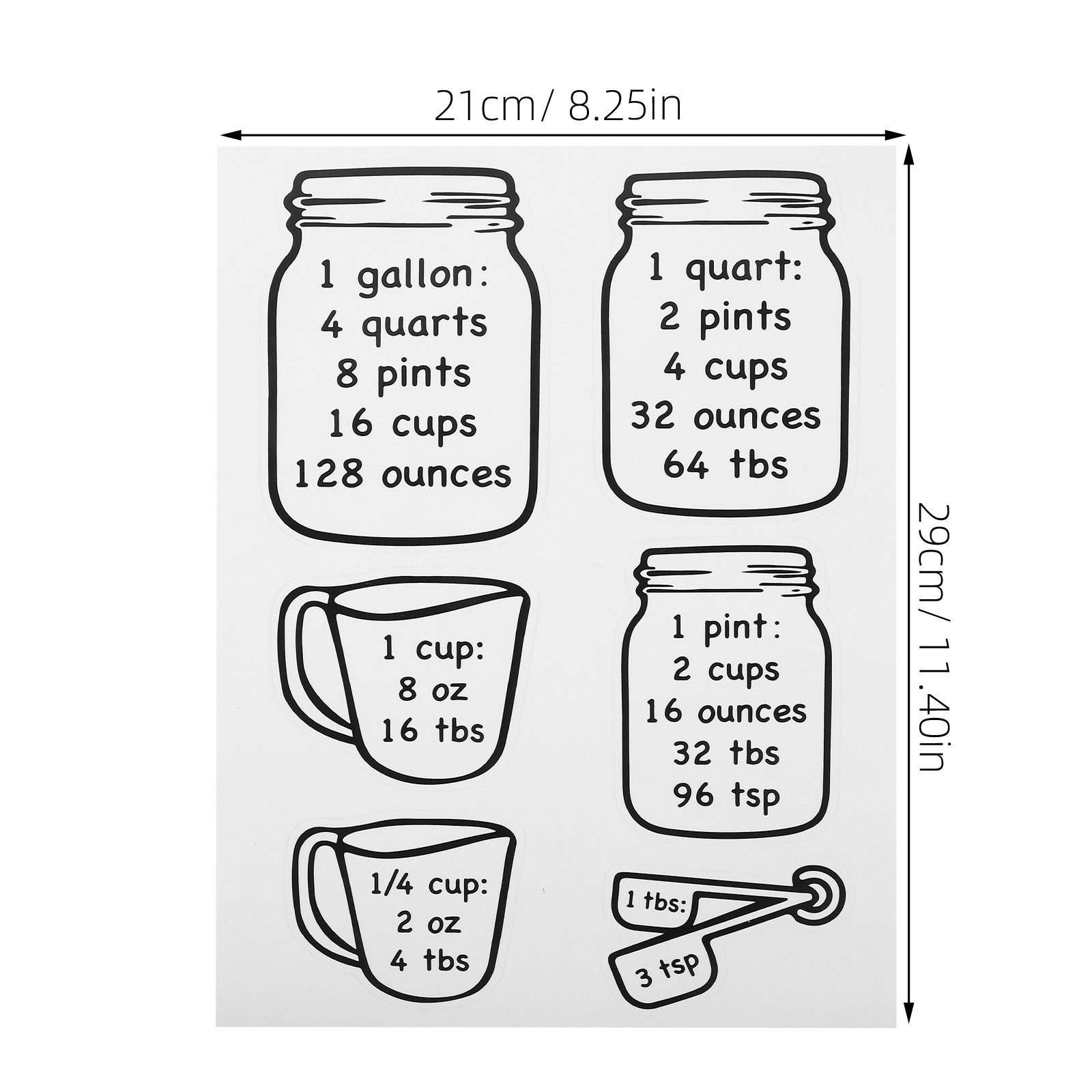 2Pcs Kitchen Conversion Chart  - Baking (Kitchen Ingredient) recensie en prijs