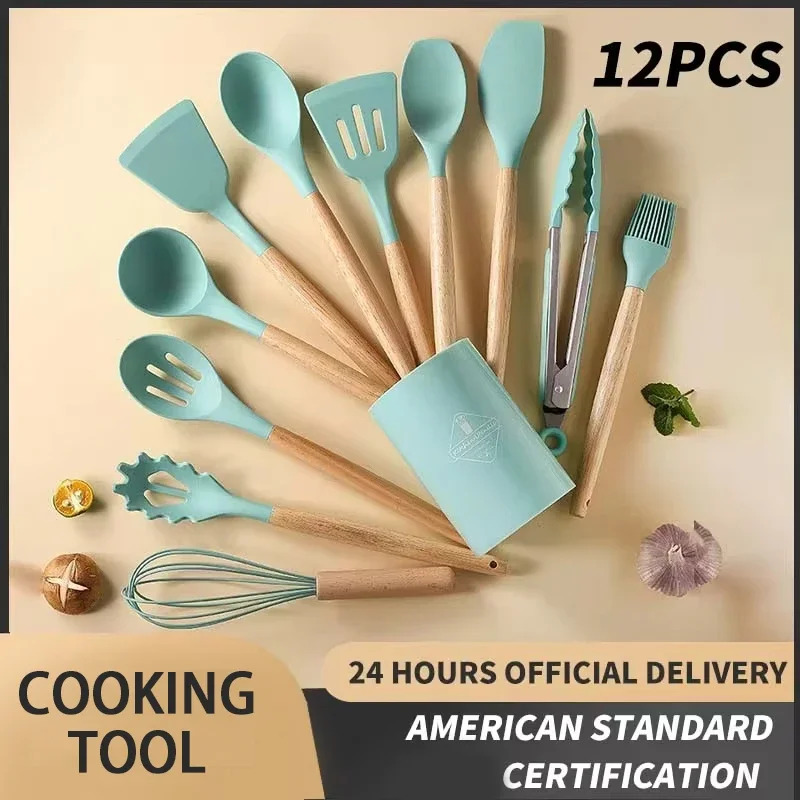 12-piece Set Wooden Handle Sil - Kitchen Baking Pan Storage recensie en prijs