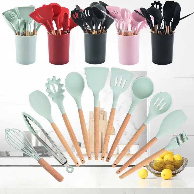 12-piece Set Wooden Handle Sil - Kitchen Baking Pan Storage recensie en prijs