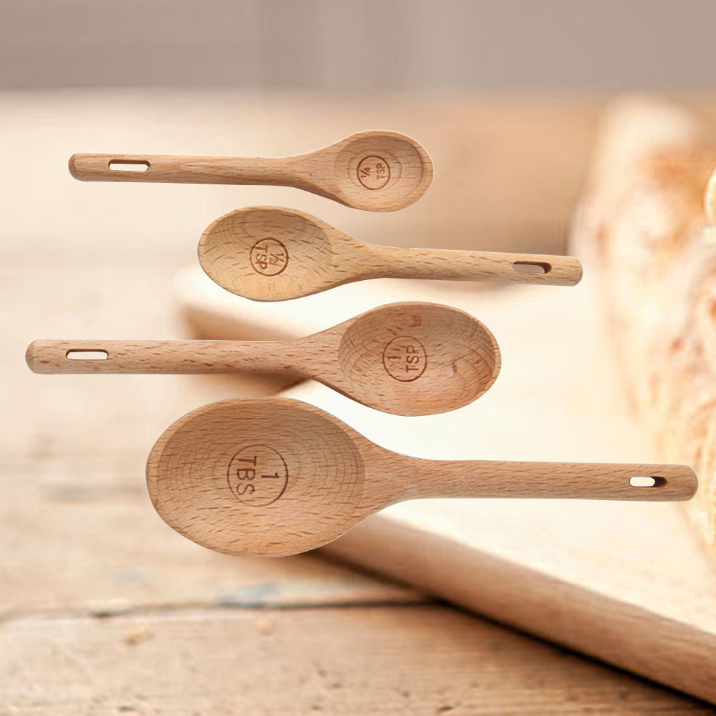 4Pcs Wooden Measuring Spoons S - Baking (Kitchen Ingredient) recensie en prijs