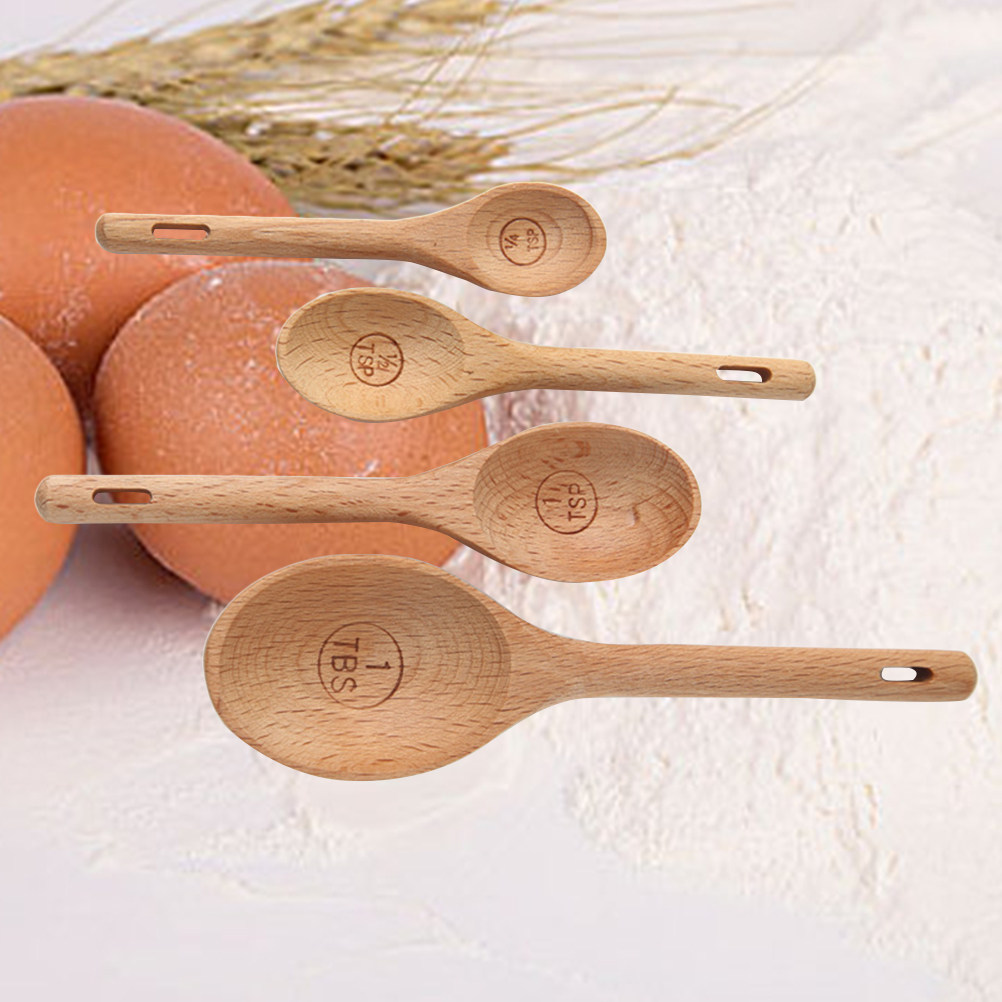 4Pcs Wooden Measuring Spoons S - Baking (Kitchen Ingredient) recensie en prijs