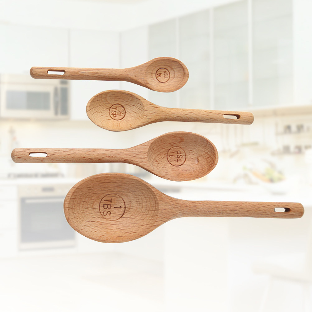 4Pcs Wooden Measuring Spoons S - Baking (Kitchen Ingredient) recensie en prijs