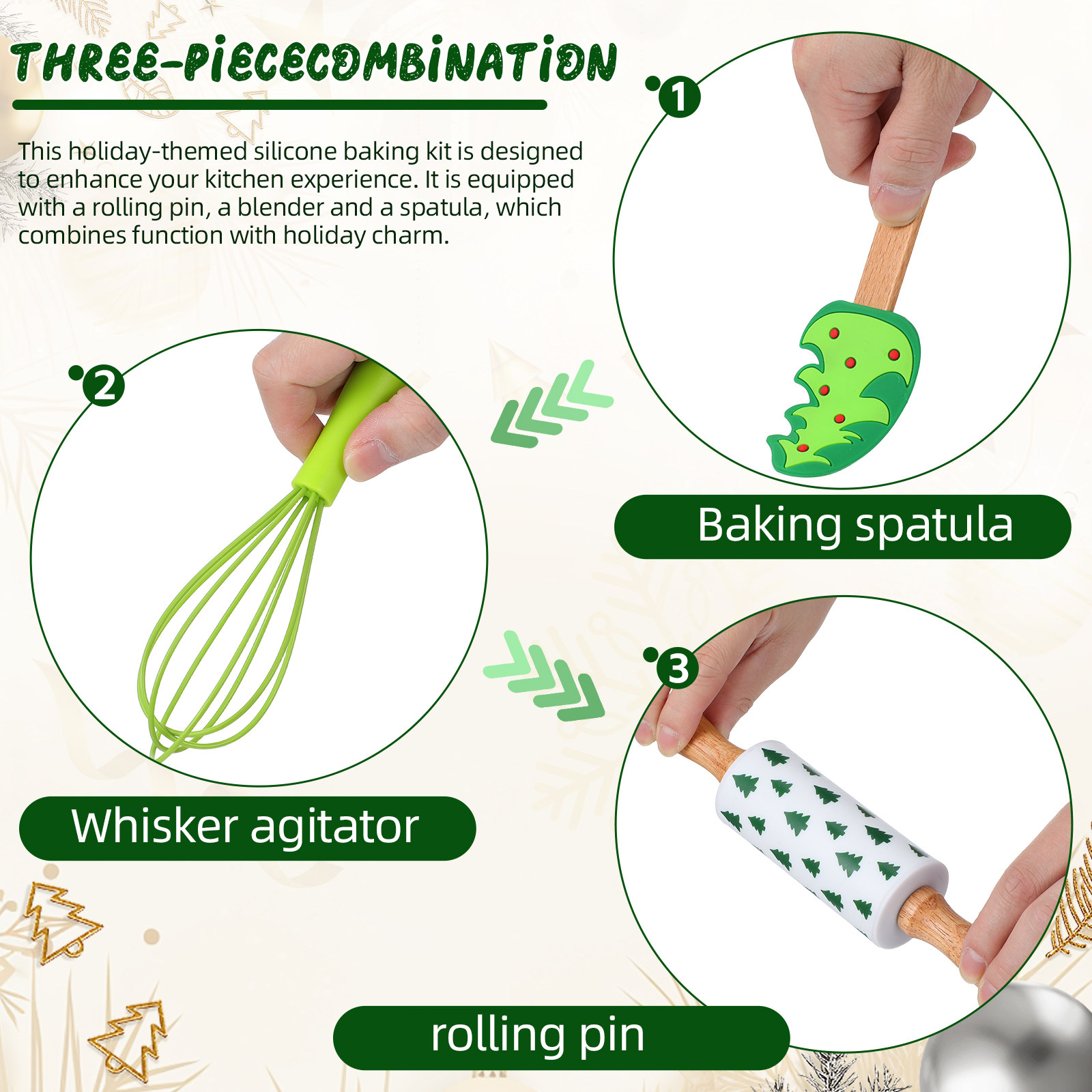 3Pcs Silicone Holiday Baking T - Kitchen Baking Utensil Set recensie en prijs